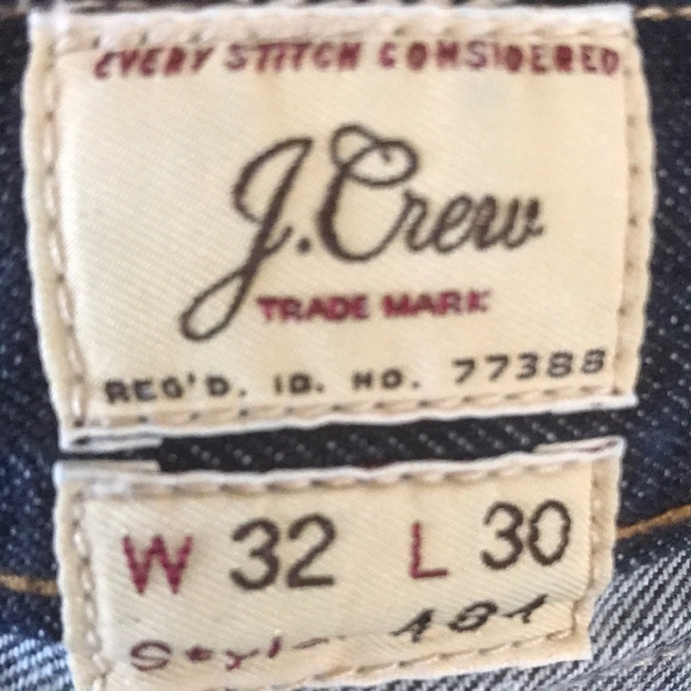 J Crew Men's 32 x  30 Kaihara Denim 484 Dark Wash Slim Straight Blue Jeans